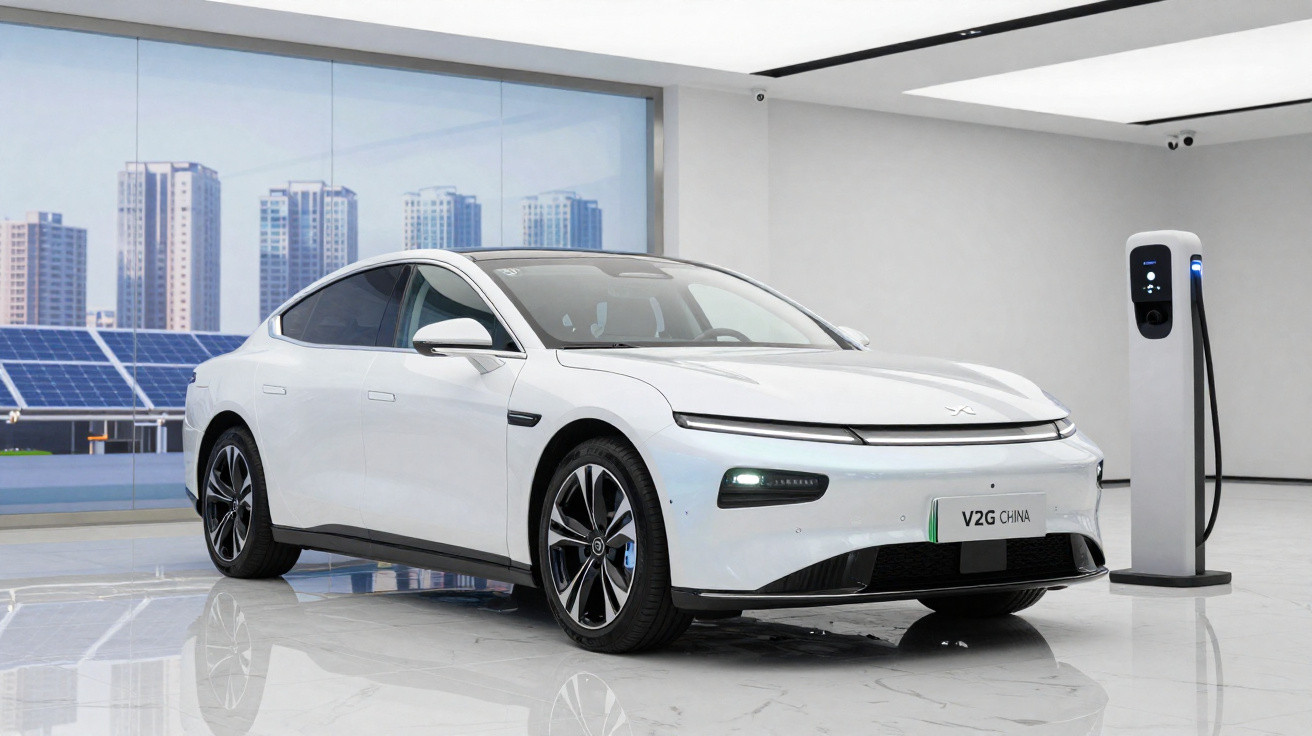 Carro elétrico branco estacionado ao lado de estação de recarga em ambiente interno moderno.